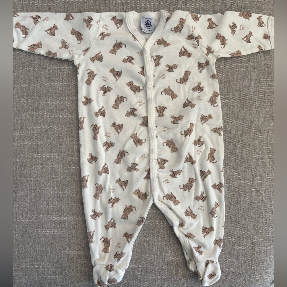 Petit Bateau Little Cheetah Button Onsie